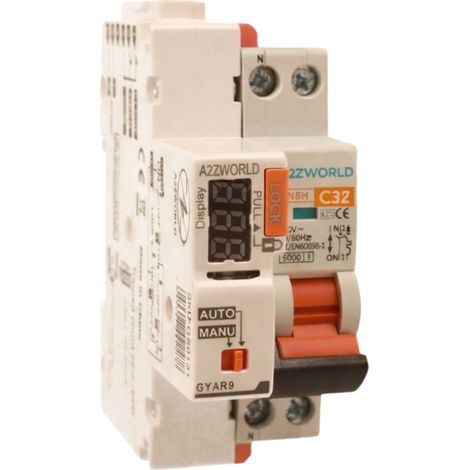 MCB Interruttore Magnetotermico Con Riarmo Automatico, Curva C 1P+N 2M 6000A AC 230V PN8H, 3 Tentativi (10s/60s/300s), Corrente Disponibili 2A 3A 4A 5A 6A 10A 13A 16A 20A 25A 32A (C32A)