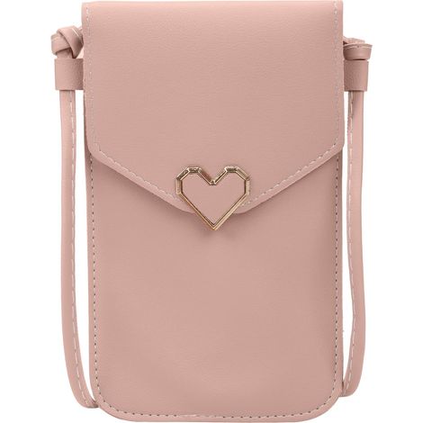 Sac messager en métal en forme de coeur pour téléphone portable pour femme (rose clair),