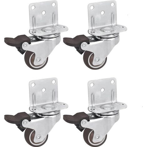 4 Pièces Roulette Meuble avec Frein,Plaque de Montage en L Roulettes,Roulette pour Meuble 25mm,Petite Roulettes Pivotantes avec Frein,Rotation à 360°,Capacité de Charge 45Kg (1/5)
