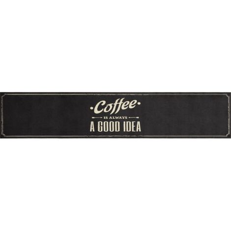 Tapis de cuisine lavable texte Coffee 60x300 cm velours (1/5)