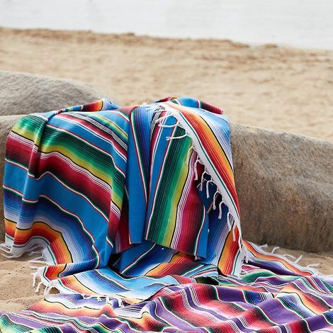 Couverture mexicaine Sarape, nappe de pique-nique, jeté de table, motif Hot Rod, idéale pour le yoga et les fêtes, 120 x 180 cm (1/3)