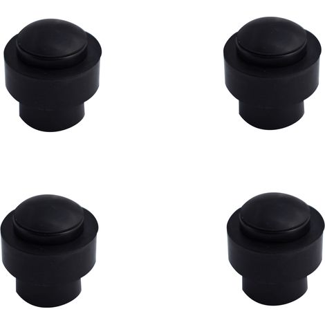 Quincadeco – Butée de porte alu noir cylindrique 28 x 40 mm – Fixations fournies – Lot de 4 unités pour espaces confinés