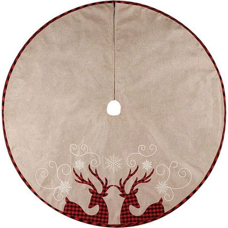 Tapis de sapin de Noël 81 cm, motif rennes et flocons de neige, décoration de Noël pour fête, décoration de sapin de Noël d'intérieur (1/5)