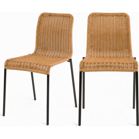 Set de 2 sillas de exterior en resina natural tejida - Sirivara