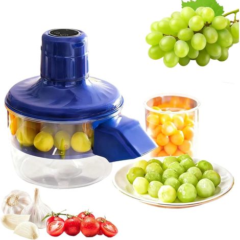 Pelador de uvas eléctrico, pelador automático inalámbrico, con cuchillas de acero inoxidable 304, recargable por USB, para tomates cherry y otras frutas pequeñas (azul).