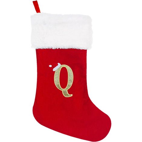 Deux grandes chaussettes de Noël à suspendre, idéales pour les sacs cadeaux du Père Noël, les sachets de bonbons, et parfaites pour décorer le sapin et la cheminée. Dimensions : 46 x 24 cm. (1/5)