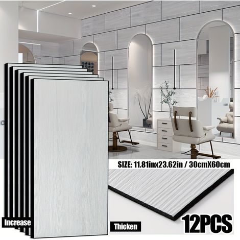 Panneaux Muraux Effet Bois – Texture 3D – 12 pcs – Couleur Érable Blanc (1/2)