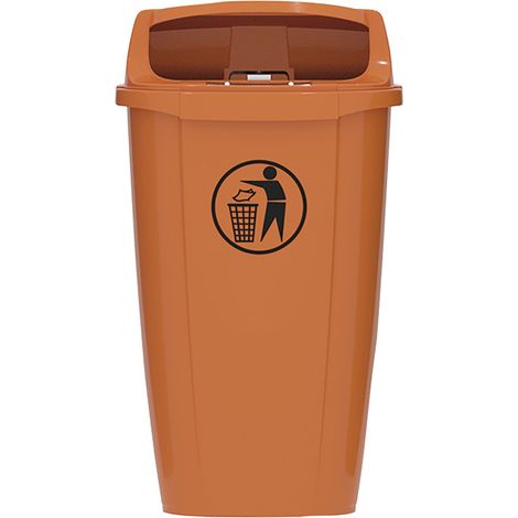 Papierkorb Mülleimer 50 Liter orange - HDPE, Wandmontage, Dreikantschlüssel, temperaturbeständig für den Außenbereich