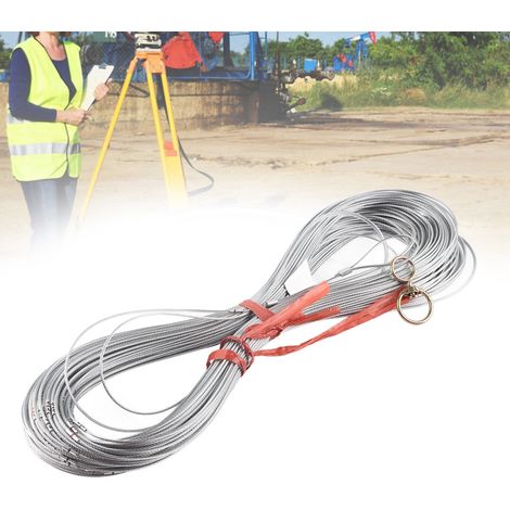 Cordon de mesure en fil d'acier, câble pour puits profonds, câble de mesure pour pieux de forage, câble de mesure spécial pour chantiers de construction, câble de mesure de 100 mètres, entièrement en (1/5)
