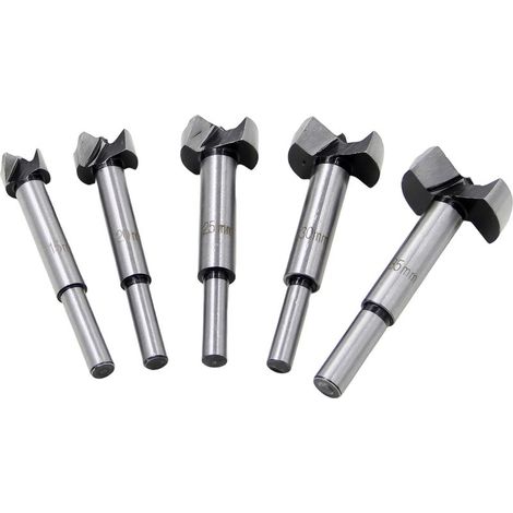 Mèche pour bois, Mèches Forestières, 5 PCS (15/20/25/30/35mm), Foret à Bois en Alliage de Qualité Supérieure avec Queue Ronde Pour le Perçage Dans le Bois,Contreplaqué (1/5)