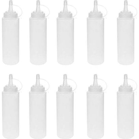 Lot de 10 flacons souples, 240 ml, sans BPA, étanches, pour sauces, ketchup, huile, maison, restaurant (1/5)