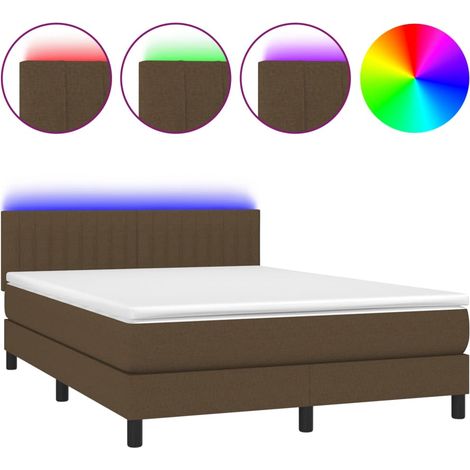 Maison Exclusive - Boxspringbett mit Matratze & LED Dunkelbraun 1