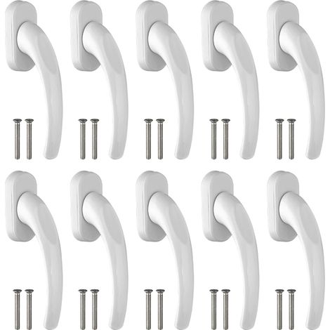 10PCS Poignée de Fenêtre en Aluminium Blanche Serrure de Fenêtre Poignée de Porte de Balcon sans Clé en Longueur de Tige 35mm Poignées de Fenêtres Portes de Balcon (1/5)