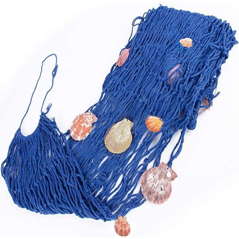 BRAVIX Filet de Pêche Décoratif, Filet de pêche Nautique décoratif, Coquilles Filet de Pêche Décor, Pour la Décoration de Restaurant, Décoration de la Maison, bar à Thème (1  2m Bleu)