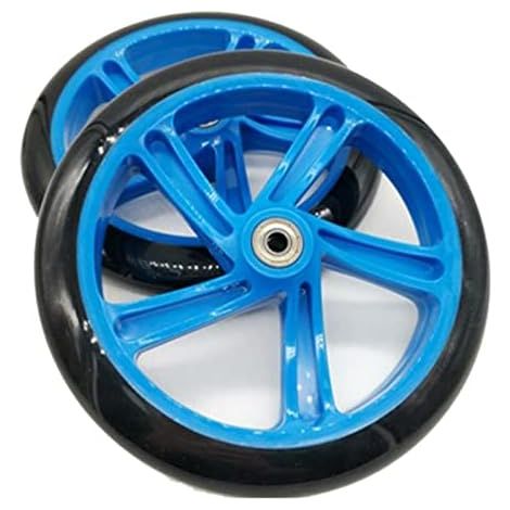 Lot de 2 roues de scooter 200 mm en polyuréthane épaisseur de roue 30 mm ABEC-7 Roulement accessoires de scooter, bleu (1/5)
