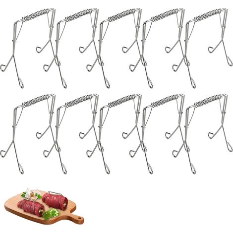 Set of 10 reusable stainless steel roll clips, kitchen clips, salad clips, meat and cabbage clips, DIY gifts, meat and cabbage rolls (1/5)