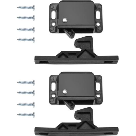 Lot de 2 loquets de porte de placard avec 8 vis pour camping-cars, caravanes, accessoires pour placards, portes coulissantes, maison, cuisine, noir