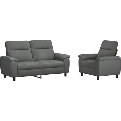 Juego de Sofá 2 pcs Gris oscuro Tela vidaXL (1/5)