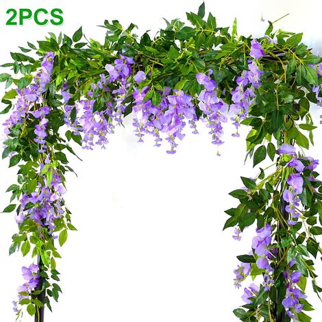 Guirlande Artificielle Glycine - 2 Pièces de 2 M - Fleur Suspendue en Soie pour Décoration Intérieure Extérieure Mariage Jardin Arch (1/5)