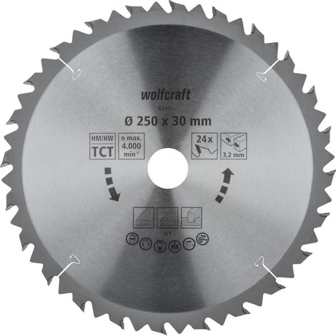 wolfcraft - Lame de Scies Circulaires sur Table - 24 Dents et Diamètre 250 mm - réf. 6740000