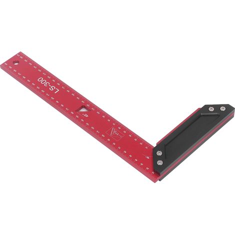 L-förmiger Markierungslineal aus Aluminiumlegierung für Holzbearbeitung, präzise, gut ablesbar, doppeltes 45°-Messlineal, 300 mm (1/5)