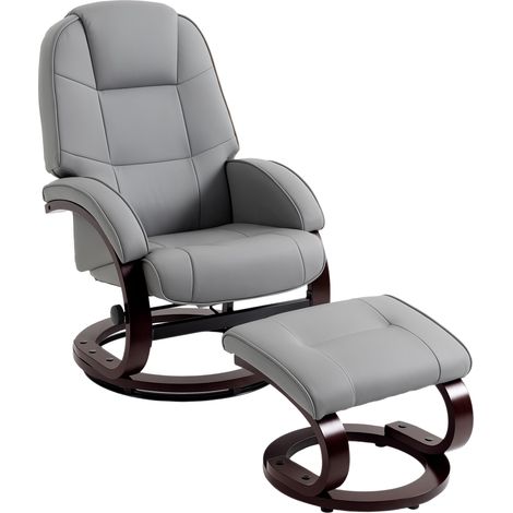Swivel Recliner Chair, with Footstool, 88 x 66 x 98 cm, Grey (1/5)