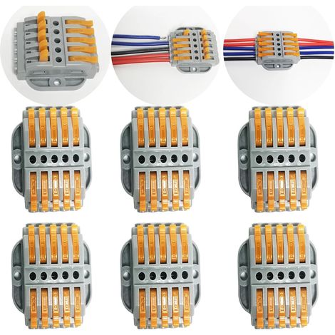 6pcs SPL-5 Electrical Connector Lever Nut Compact Wire Connectors with Fixing Screws (1/4)