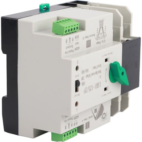 Interrupteur de Transfert Automatique 2P 100A pour Système Solaire Résidentiel, Commutateur Bipolaire à Double Alimentation 230V AC (1/5)