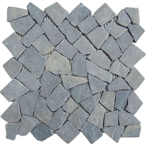 Carrelage de mosaïque (Boite de 1m²)/ Plaque mosaïque mur et sol en marbre naturel coloris gris - 30 x 30 cm - PEGANE - (1/3)