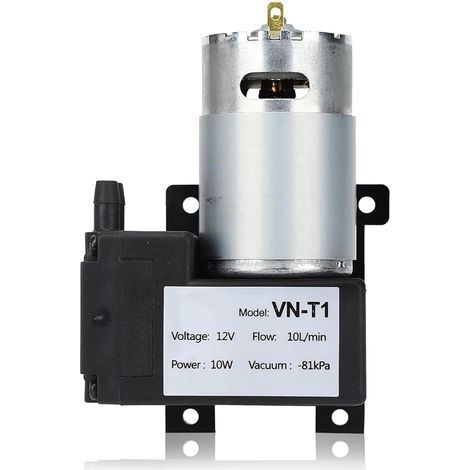 Mini Pompe à Vide DC 12V, VN-T1 Micro DC Pompe à Vide Pompe Industrielle à Faible Bruit 10L/Min Tabout de Débit, 81 Kpa Pompe à diaphragme pour Les projets de Bricolage(DC 12V) (1/5)