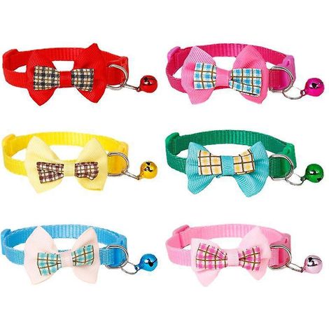 6 Colliers Pour Chat Avec Cloches Et Nuds Pour Colliers Pour Animaux De Compagnie Rglables Dgagement Rapide, Colliers Pour Chats, Chatons, Petits (1/5)