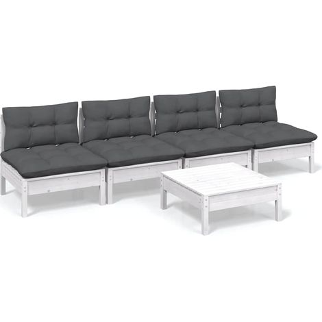 Maison Exclusive - 5-tlg. Garten-Lounge-Set mit Anthrazit Kissen (1/5)