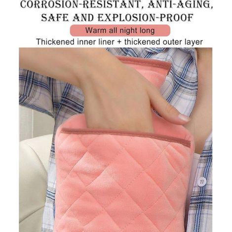 Bouillotte - 2 L - Réutilisable Avec Couvercle - Pour Chambre Dortoir Camping - Rose (1/5)