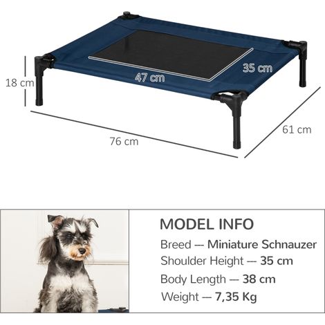 Coussin-lit chien et chat, couchage animal extérieur, espace repos 76,2x61x18 cm, acier, tissu Oxford 600D, bleu, usage intérieur et extérieur (1/5)