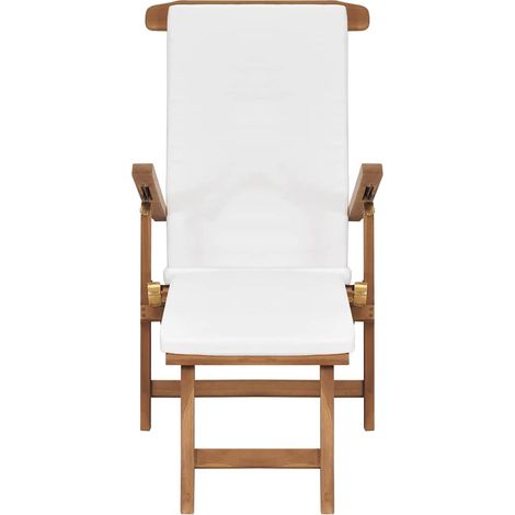 Maison Exclusive - Tumbona con cojín blanco crema madera maciza d (1/5)