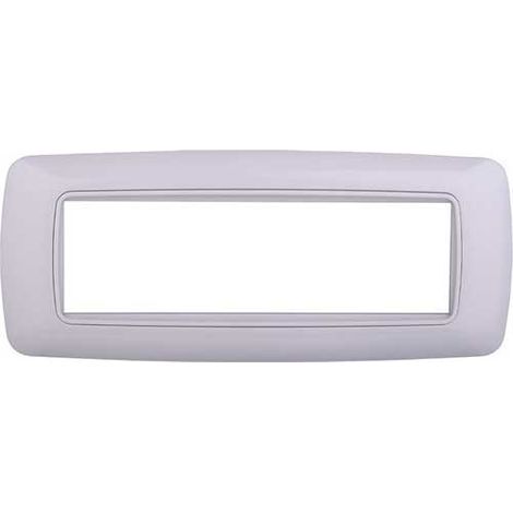 Plaque compatibles Bticino Livinglight 7 modules plastique convexe couleur blanc avec intérieur blanc (1/2)