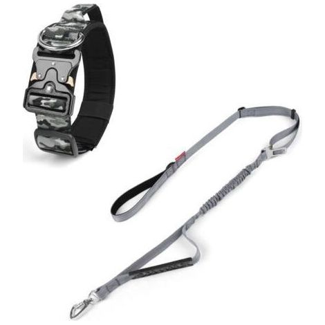 Collier tactique pour chien, collier robuste avec poignée et boucle en métal, collier et laisse en nylon réglables de style militaire pour le dressage des chiens de petite, moyenne et grande taille (g (1/5)