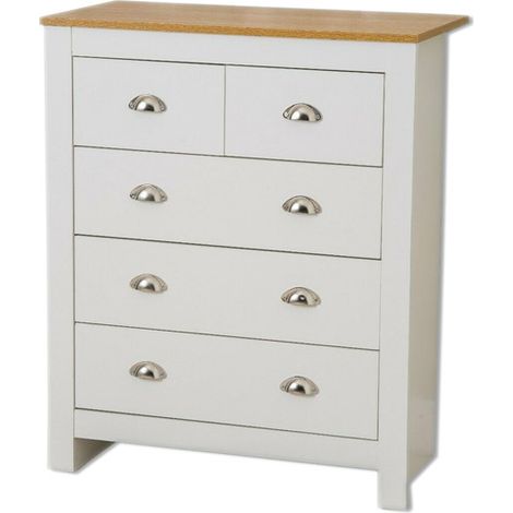 Country style 3+2 Chest of Drawer in white (1/4)