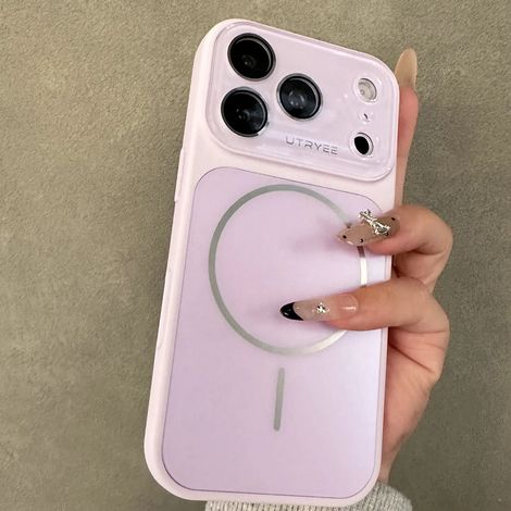 Coque de téléphone AG givrée à chargement magnétique (iPhone 17 Pro violet), en silicone souple antichoc. (1/5)