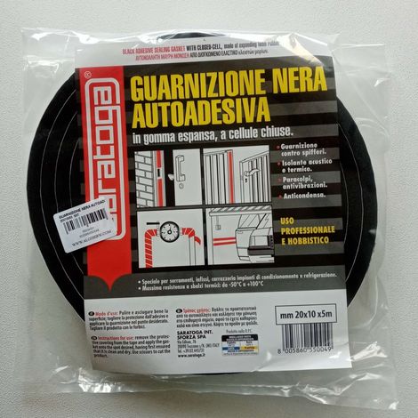 Saratoga Guarnizione Nera Isolante Parafreddo in Rotolo 5m - 20x10 mm