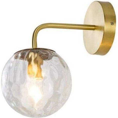 Applique da parete moderna in vetro stile nordico con paralume in metallo e ottone, lampada da parete semplice per soggiorno, camera da letto, corridoio, ristorante, bar, illuminazione decorativa [Cla (1/4)