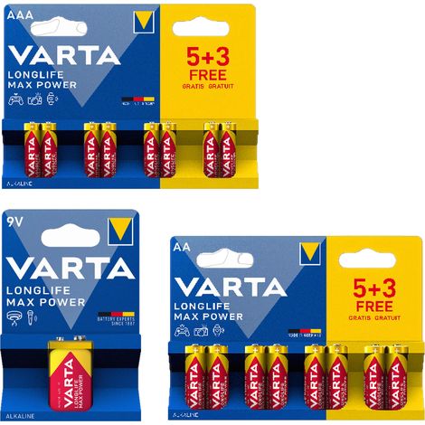Set di stick di batterie alcaline Varta LL MAX: 8x1 AA, 8x1 AAA, 1 stick PP3 (9V). (1/5)