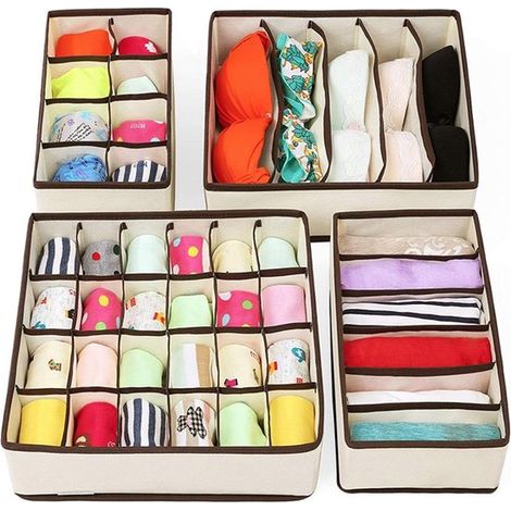 Organisateur de vêtements – Lot de 4 avec 45 compartiments – Séparateur pour sous‑vêtements, chaussettes, T‑shirts – Gain de place (1/5)