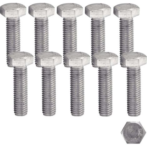 10x Vis métaux tête hexagonale TH M4x25mm acier inoxydable A2 norme DIN 933 filetage total (1/2)