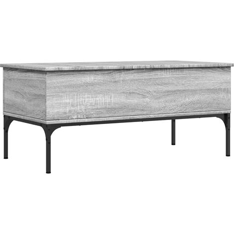 Mesa de centro con 2 compartimentos ocultos 100 x 50 x 45 cm madera de ingeniería gris y metal DEC039953