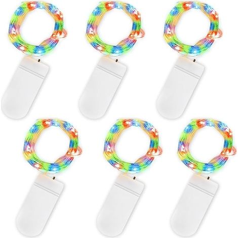 LED Mini Lichterkette mit Batterie, 6x20er Micro Lichterkette außen Batterie, 2M DIY kleine Lichterketten Wasserdicht für Party Hochzeit Weihnachten Beleuchtung Deko (Mehrfarbig, 6 Pack) (1/5)