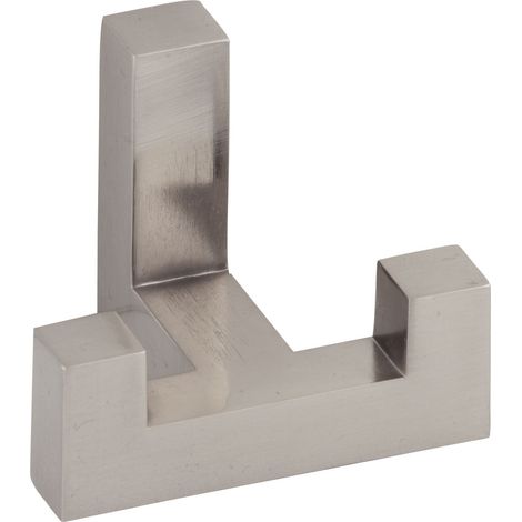 Grimme Kleiderhaken Wand Coats Breite 52mm, Höhe 40mm - Wandhaken Garderobe - Garderobenhaken zweifach, Zinkdruckguss Edelstahl Effekt
