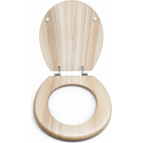 Sedile Copriwater Universale Per Bagno Wc MDF Beige Chiaro Effetto Legno 94106