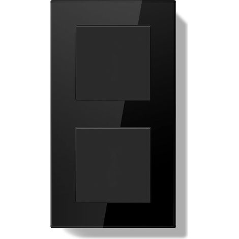 Double Interrupteur Mural,Cadre en Verre 86 157mm Double 1 Gang 1 Voie Noir (1/5)