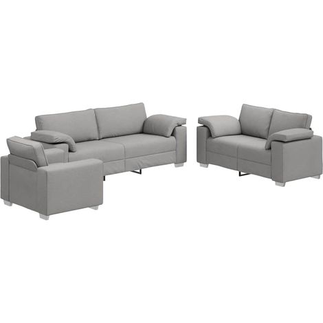 Divano 3 pz Grigio Nuvola Tessuto misto lino vidaXL (1/5)